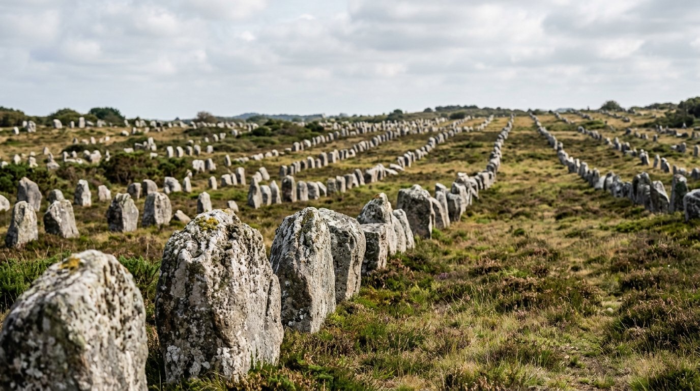 entdecken Sie Carnacs faszinierende Megalithen in der Bretagne: fast 3000 prähistorische Steine, die Stonehenge weit übertreff