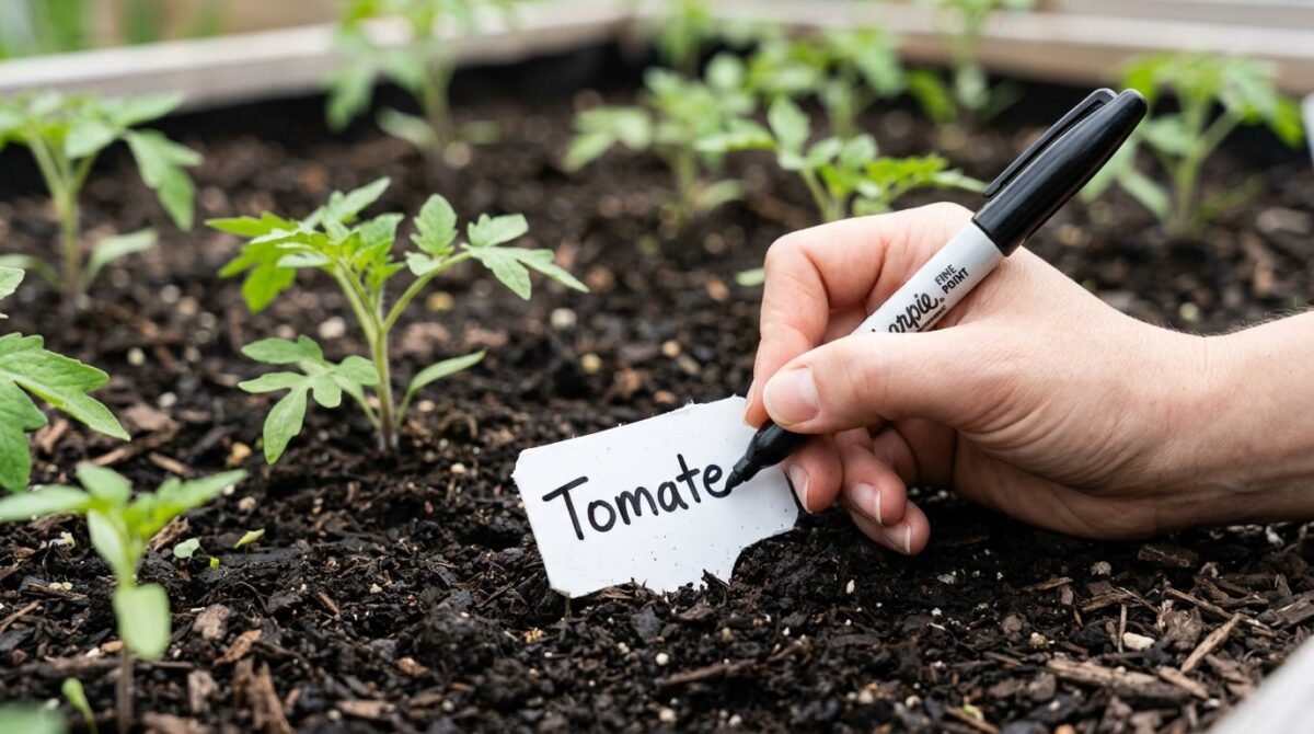 entdecken Sie, wie Sie kostenlose Pflanzenetiketten aus alten Joghurtbechern herstellen und Ihren Gemüsegarten perfekt organisieren