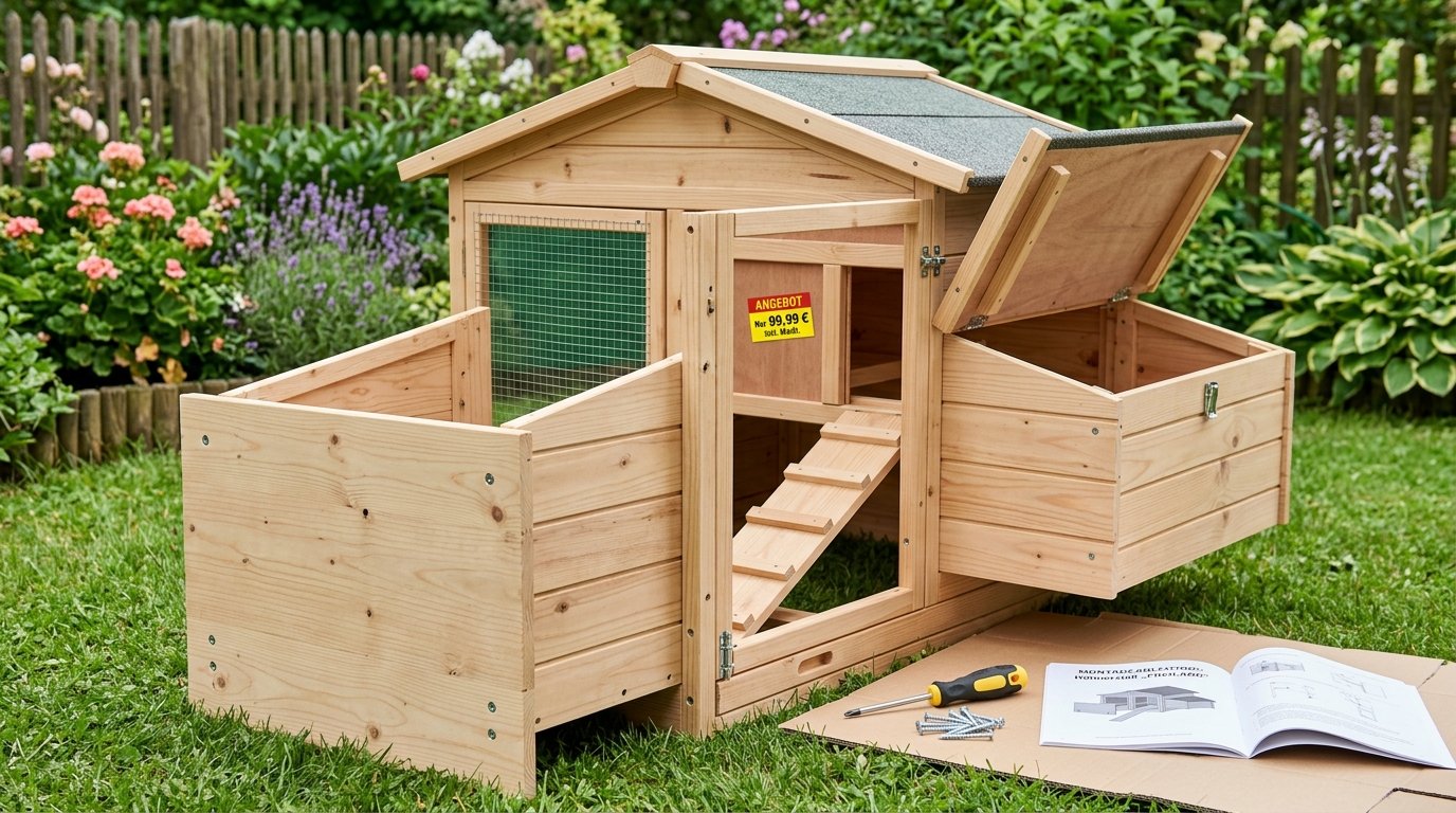 entdecken Sie die günstige Carrefour-Lösung für Ihren eigenen Hühnerstall und sparen Sie hunderte Euro beim Bau Ihres Garten-Stalls