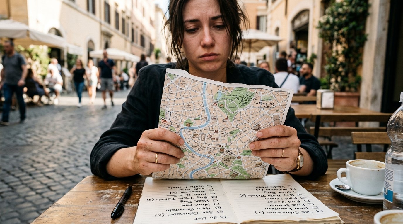 entdecken Sie die einfache Regel, wie Sie Reisestress vermeiden und Ihre Urlaubstage ohne Erschöpfung genießen können