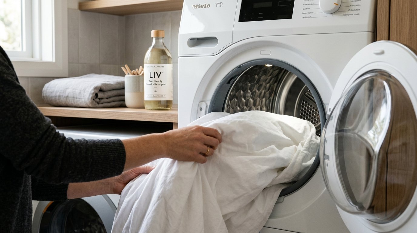 entdecken Sie, warum 60°C Waschen allein nicht ausreicht und welcher entscheidende Schritt Hausstaubmilben und Allergene dauerhaft aus Betttüchern entfernt