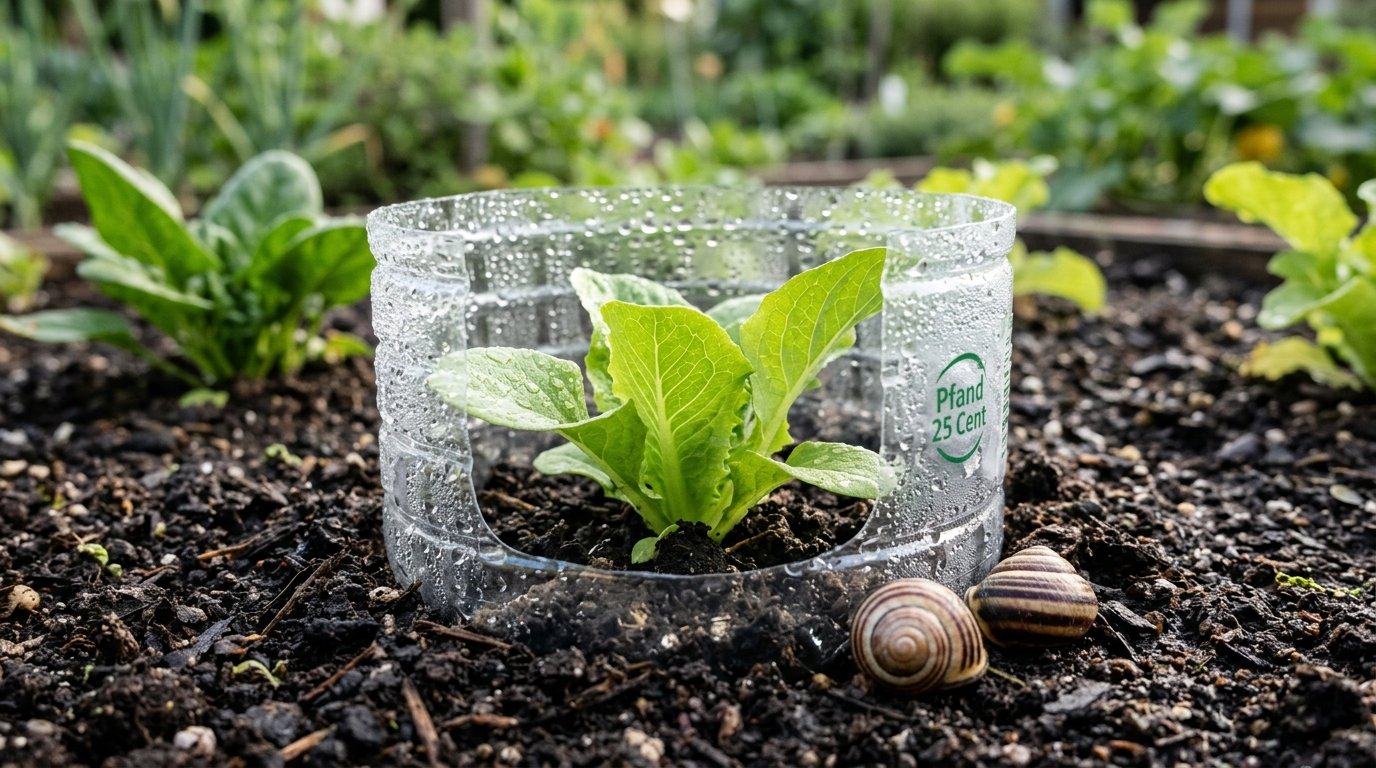 plastikflaschen als schutz für junge pflanzen verwenden: ein einfacher gartentrick mit der schere schützt ihre zarten setzlinge vor schädlingen und witterung kostenlos